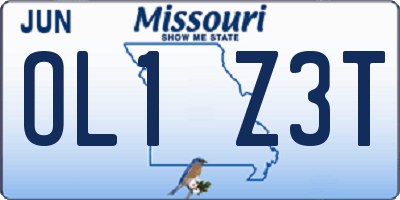 MO license plate OL1Z3T