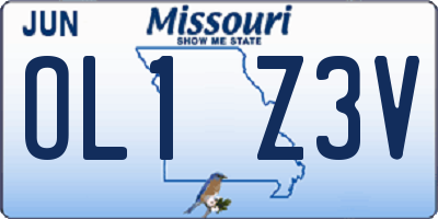 MO license plate OL1Z3V