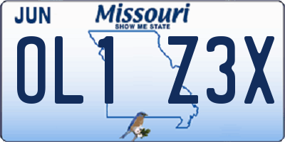MO license plate OL1Z3X