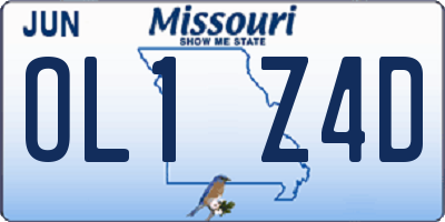 MO license plate OL1Z4D