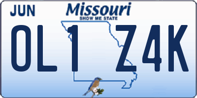 MO license plate OL1Z4K