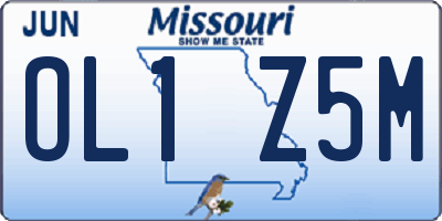 MO license plate OL1Z5M