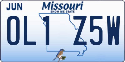 MO license plate OL1Z5W