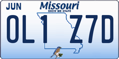 MO license plate OL1Z7D