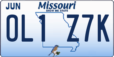 MO license plate OL1Z7K