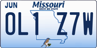 MO license plate OL1Z7W