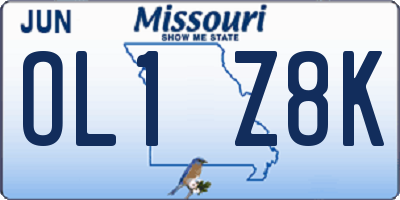 MO license plate OL1Z8K