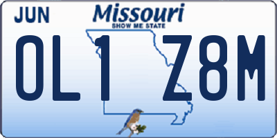 MO license plate OL1Z8M
