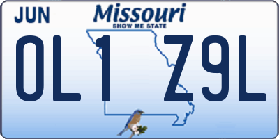 MO license plate OL1Z9L