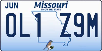 MO license plate OL1Z9M