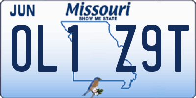 MO license plate OL1Z9T