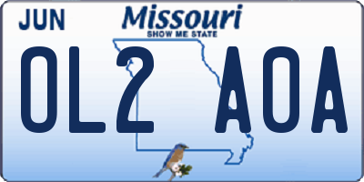 MO license plate OL2A0A