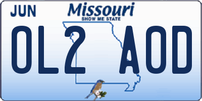 MO license plate OL2A0D