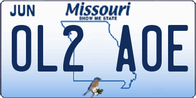 MO license plate OL2A0E