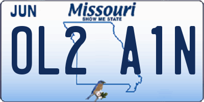 MO license plate OL2A1N