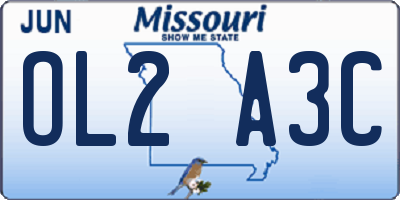 MO license plate OL2A3C