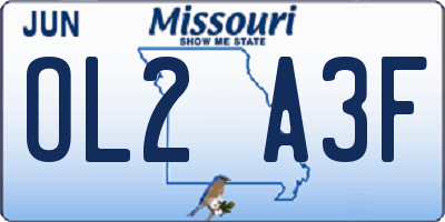 MO license plate OL2A3F