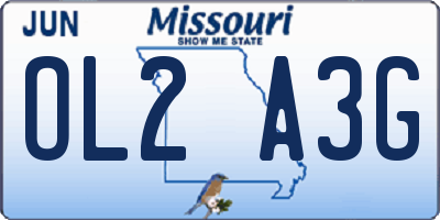 MO license plate OL2A3G