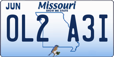 MO license plate OL2A3I