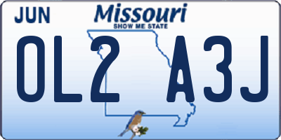 MO license plate OL2A3J
