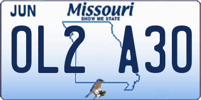 MO license plate OL2A3O
