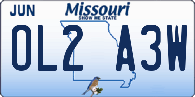 MO license plate OL2A3W