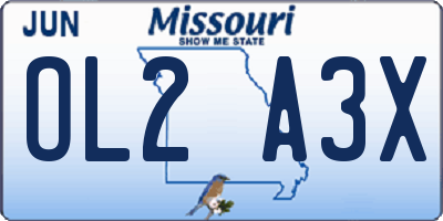 MO license plate OL2A3X