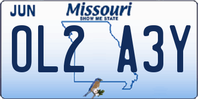 MO license plate OL2A3Y
