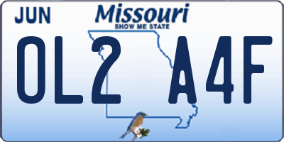MO license plate OL2A4F