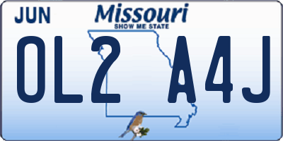 MO license plate OL2A4J