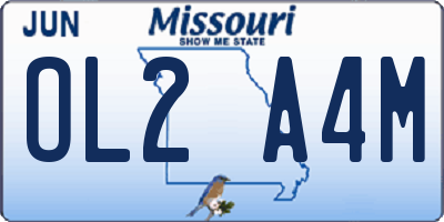 MO license plate OL2A4M
