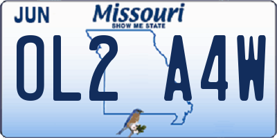 MO license plate OL2A4W