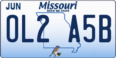 MO license plate OL2A5B