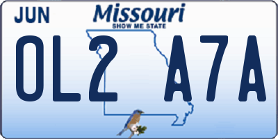MO license plate OL2A7A