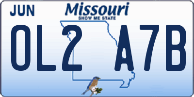 MO license plate OL2A7B