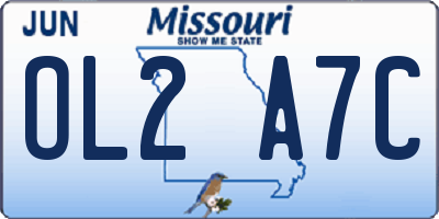 MO license plate OL2A7C