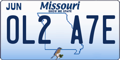 MO license plate OL2A7E