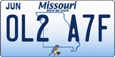 MO license plate OL2A7F
