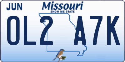 MO license plate OL2A7K