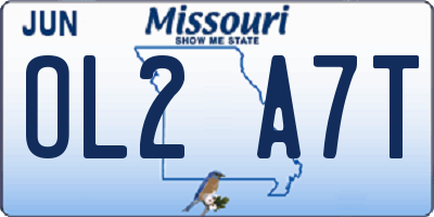 MO license plate OL2A7T