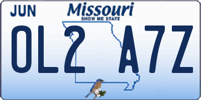 MO license plate OL2A7Z