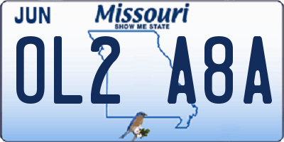 MO license plate OL2A8A