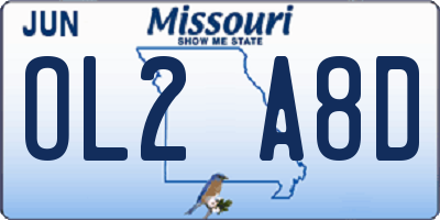 MO license plate OL2A8D