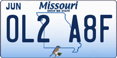 MO license plate OL2A8F