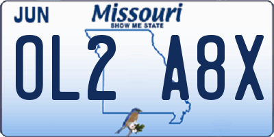 MO license plate OL2A8X
