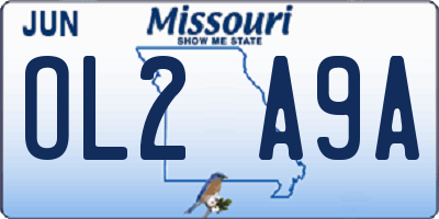 MO license plate OL2A9A