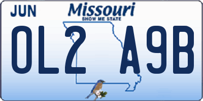 MO license plate OL2A9B