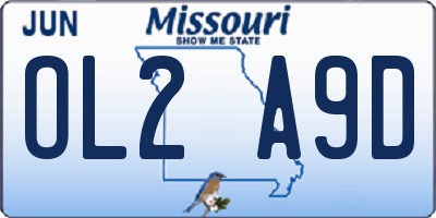 MO license plate OL2A9D