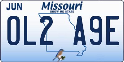MO license plate OL2A9E