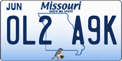 MO license plate OL2A9K